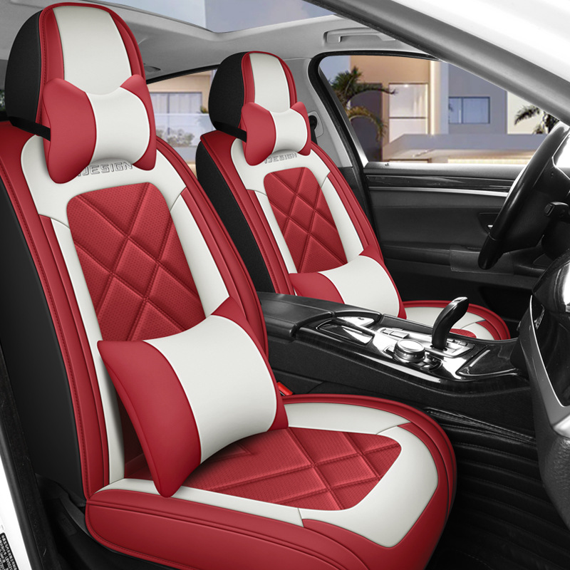 Leather Car Seat Covers Full Set Universal - تغطية كاملة على الطراز العالمي مكونة