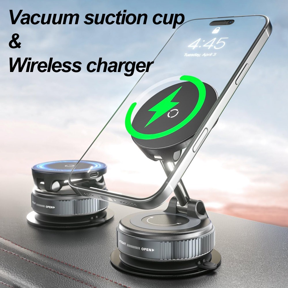 Wireless Car Charger Mount Fast Charging - حامل هاتف شاحن لاسلكي مغناطيسي للسيارة