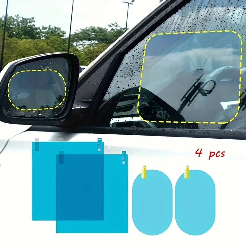 Anti Glare Car Rearview Mirror Film - 4 قطع من ملصقات حماية مرآة