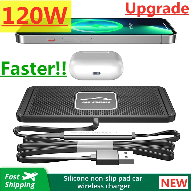 Wireless Car Charger Mount Fast Charging - حامل لوحة سيليكون للسيارة ، شاحن