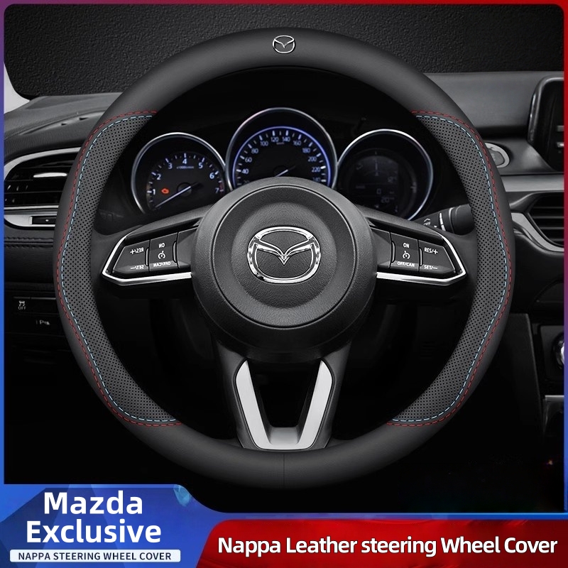 الجلود تنفس عجلة توجيه سيارة غ - مراجعة Car Steering Wheel Cover Anti Slip Breathable وسعره