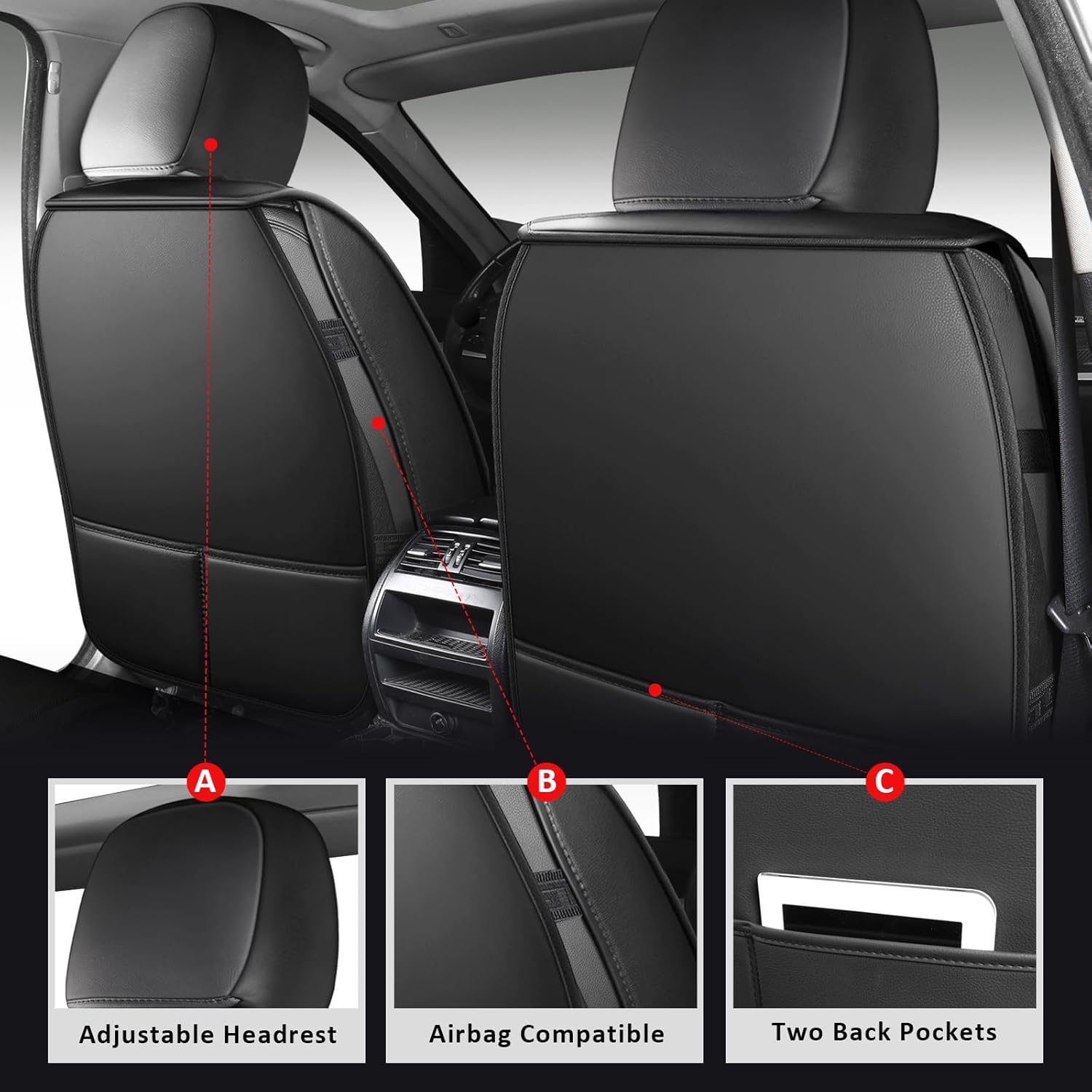 حماية شاملة لمقاعد السيارات، ط - مراجعة Leather Car Seat Covers Full Set Universal وسعره