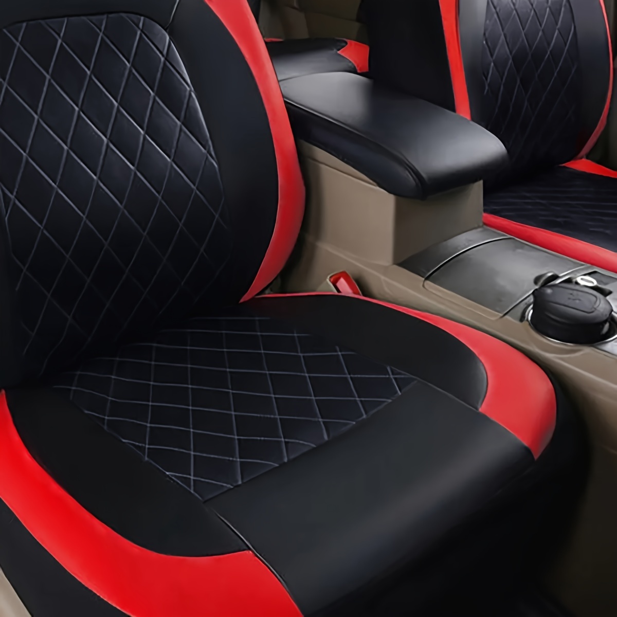 أغطية مقاعد سيارة بنقشة معينة  - مراجعة Leather Car Seat Covers Full Set Universal وسعره