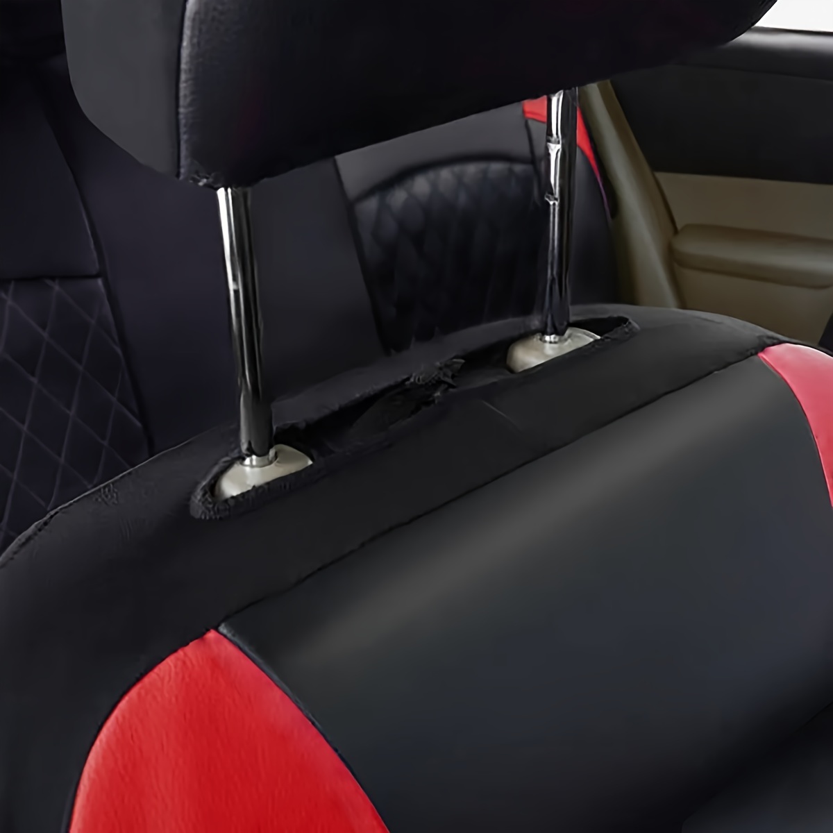 أغطية مقاعد سيارة بنقشة معينة  - مراجعة Leather Car Seat Covers Full Set Universal وسعره