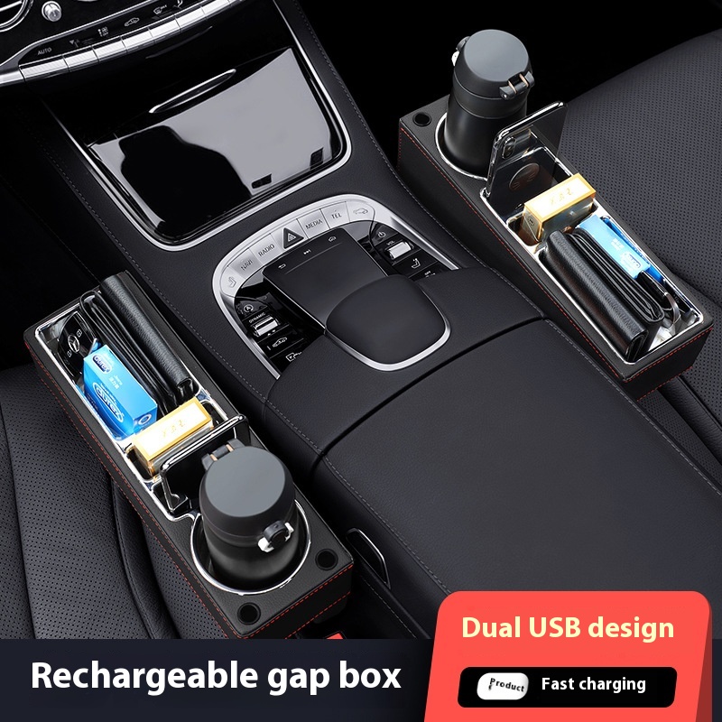 جلد صناعي حشو الفجوة لمقعد الس - مراجعة Seat Gap Filler Organizer With Usb Charger وسعره