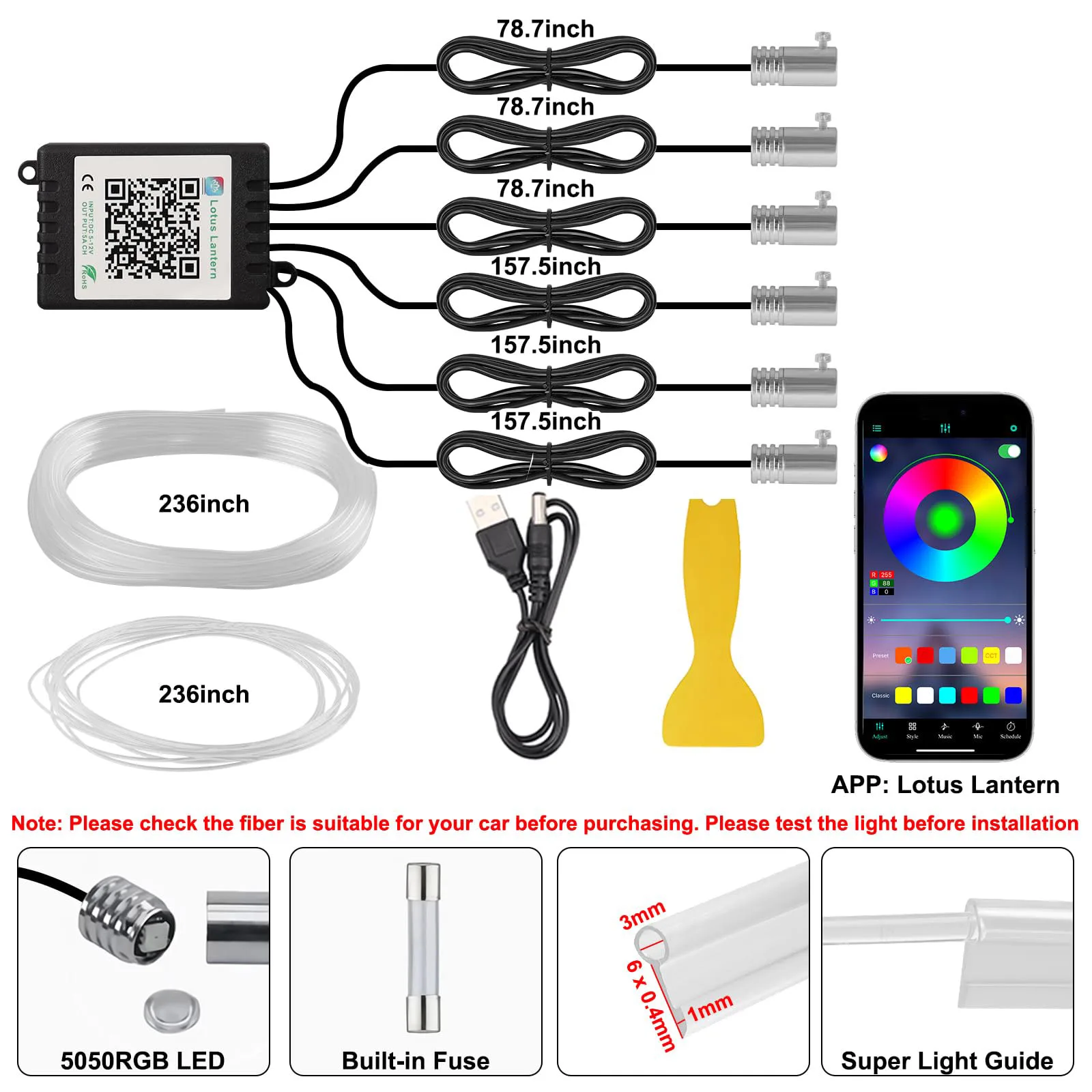 طقم إضاءة محيطة للسيارة RGB LE - مراجعة Led Ambient Interior Car Lights App Control وسعره