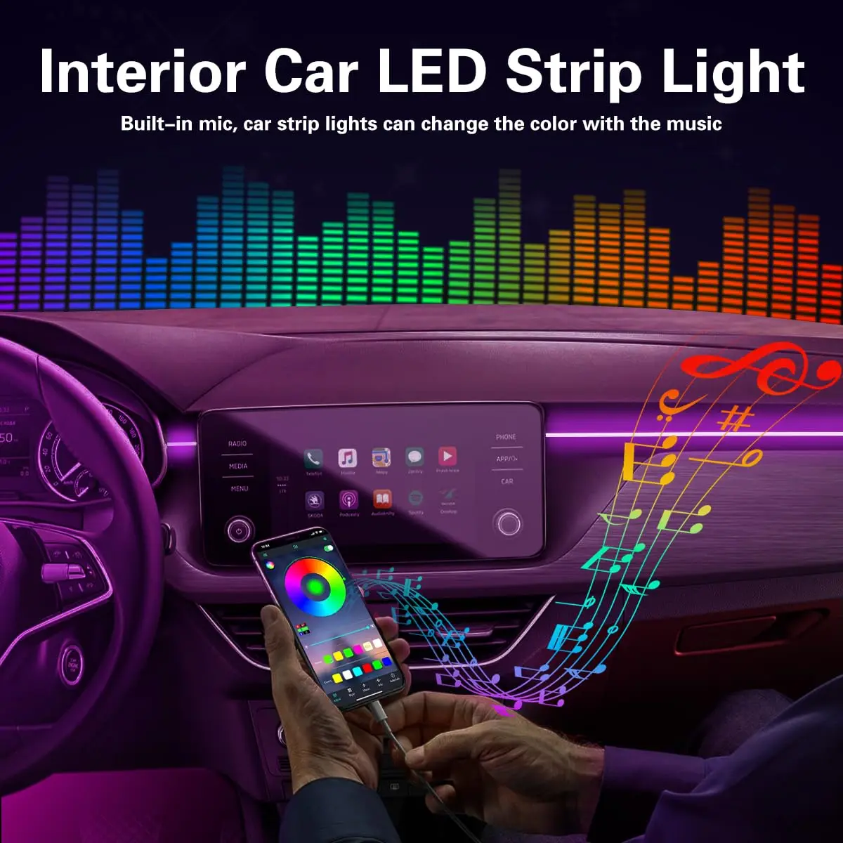 طقم إضاءة محيطة للسيارة RGB LE - مراجعة Led Ambient Interior Car Lights App Control وسعره