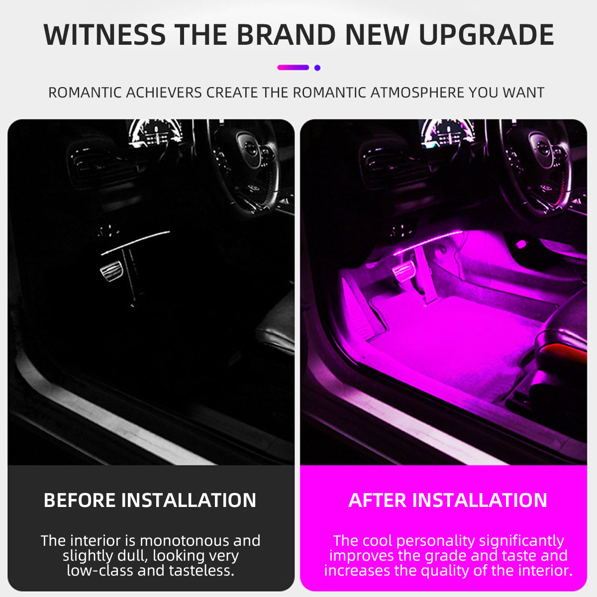 مصباح ديكوري 2/4 في 1 بـ 12/18 - مراجعة Led Ambient Interior Car Lights App Control وسعره