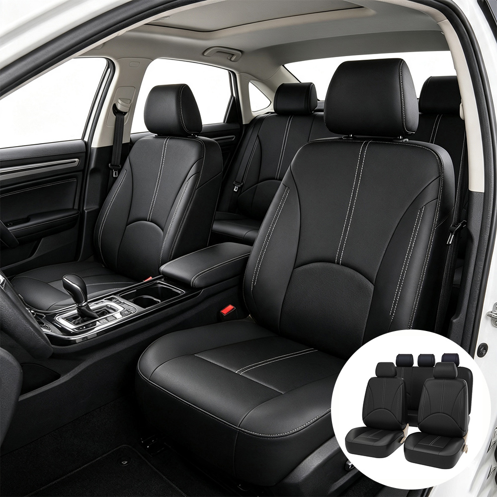 مجموعة كاملة أغطية مقاعد سيارة - مراجعة Leather Car Seat Covers Full Set Universal وسعره