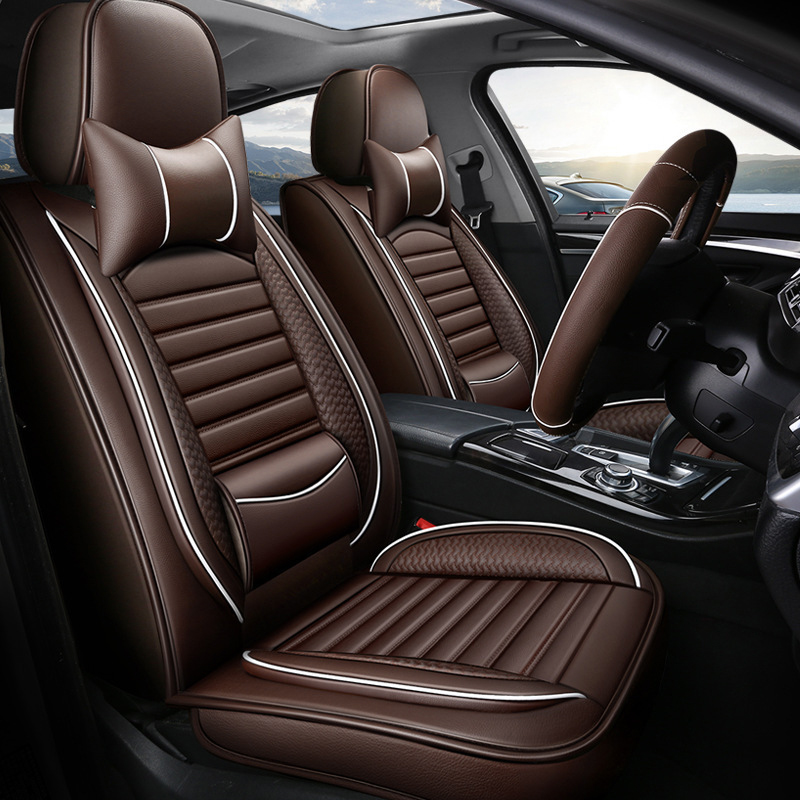 مجموعة كاملة من غطاء مقعد السي - مراجعة Leather Car Seat Covers Full Set Universal وسعره