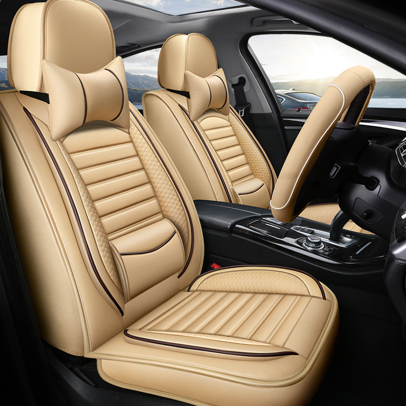 مجموعة كاملة من غطاء مقعد السي - مراجعة Leather Car Seat Covers Full Set Universal وسعره