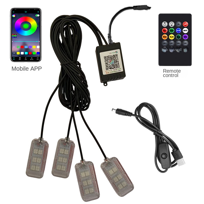 النيون المزدوج التحكم LED سيار - مراجعة Led Ambient Interior Car Lights App Control وسعره
