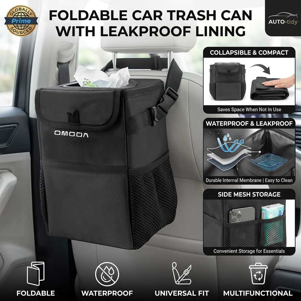 صندوق قمامة للسيارة قابل للطي، - مراجعة Waterproof Car Trash Can With Lid وسعره